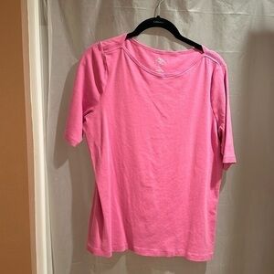 ST John’s Bay classic boatneck tee elbow length sleeves Pink Size XL